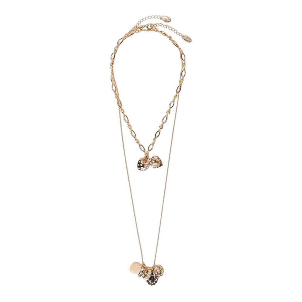 Twinset Women Metallic Layered Necklace With Multiple Charms In Brass For Women